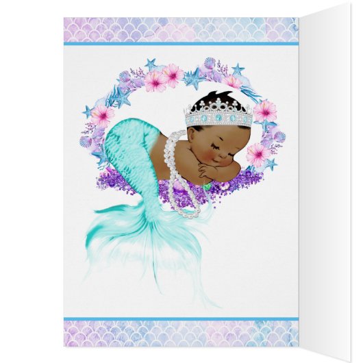 Ethnic Mermaid Baby Shower Thank You Cards (Inside (Left))