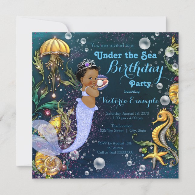 Ethnic Mermaid Birthday Party Invitation (Front)