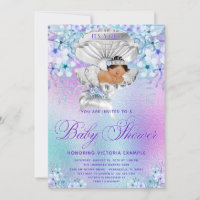 Ethnic Mermaid Clam Shell Baby Shower Invitations