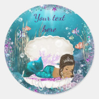 Ethnic Mermaid Girl Baby Shower Stickers