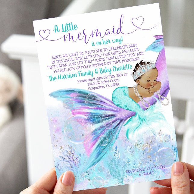 Ethnic Mermaid Mail Baby Shower Invitation