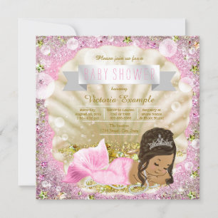 Ethnic Mermaid Pink Pearl Baby Shower Invitation