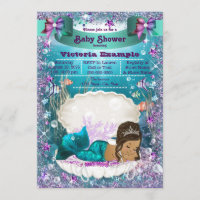 Ethnic Mermaid Princess Baby Shower Invitation