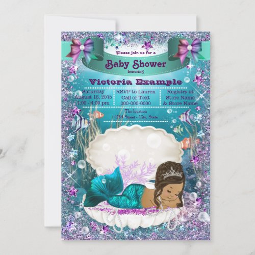 Ethnic Mermaid Princess Baby Shower Invitation