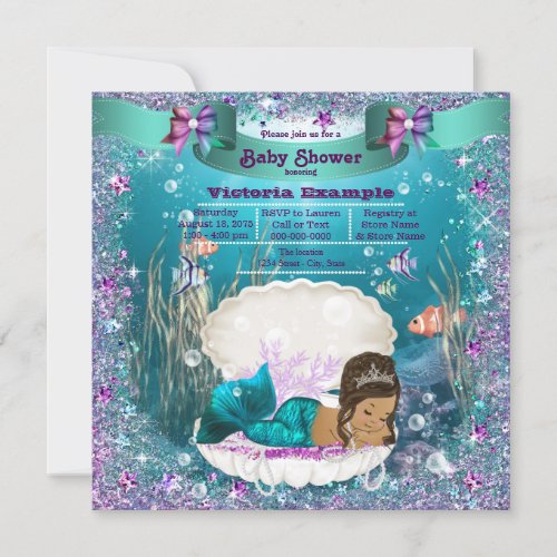 Ethnic Mermaid Princess Baby Shower Invitation