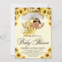 Ethnic Mermaid Sunflower Baby Shower Invitation