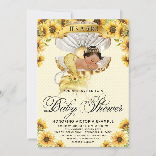 Ethnic Mermaid Sunflower Baby Shower Invitation