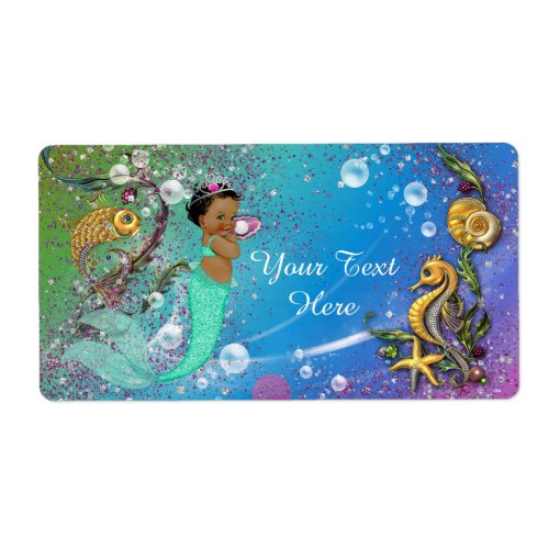 Ethnic Mermaid Under The Sea Water Bottle Label