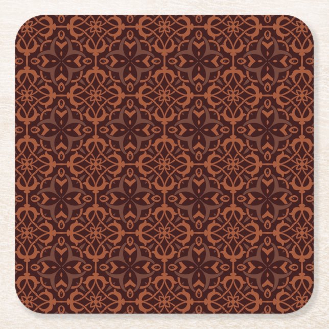 Ethnic modern geometric pattern 2 square paper coaster (Front)