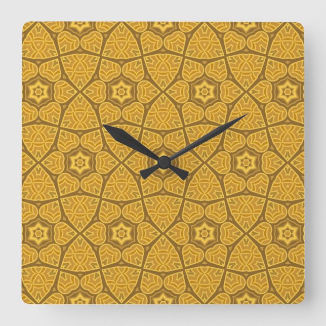 Ethnic modern geometric pattern square wall clock (Front)