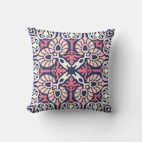 Ethnic Modern Moroccan boho chic Indian motifs Throw Pillow