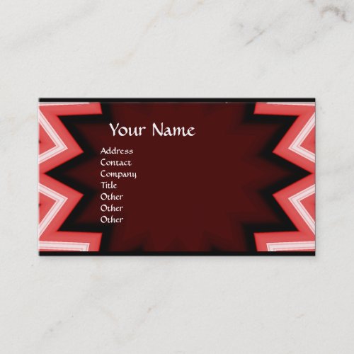 ETHNIC MONOGRAM Abstract Geometric Red White Business Card