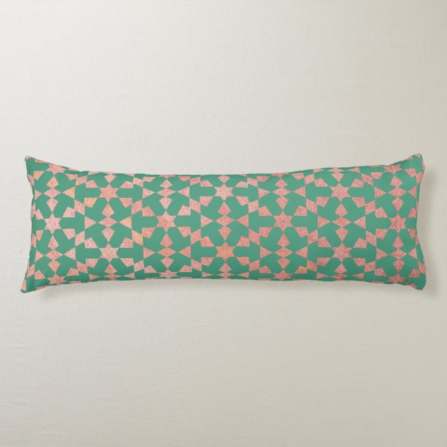 Ethnic Moroccan Geometric Mosaic Pattern Body Pillow (Front)