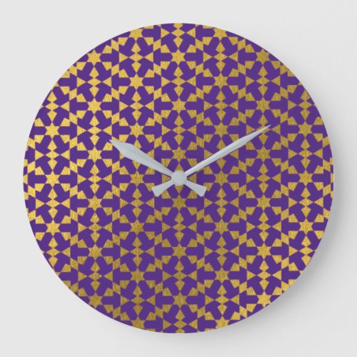 Ethnic Moroccan Geometric Mosaic Pattern  Large Clock