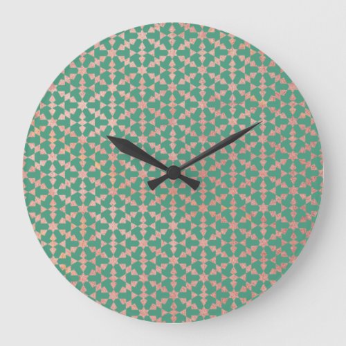 Ethnic Moroccan Geometric Mosaic Pattern Large Clock