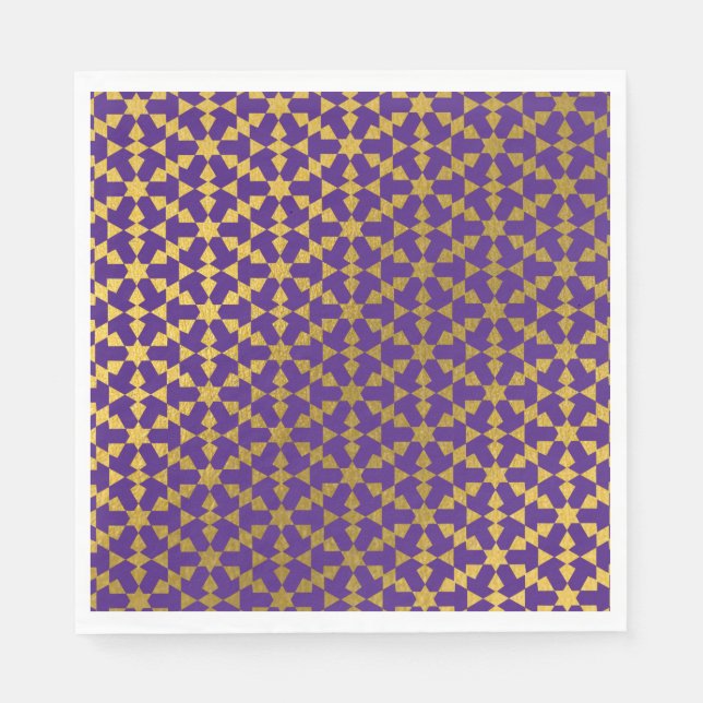 Ethnic Moroccan Geometric Mosaic Pattern Napkins (Front)