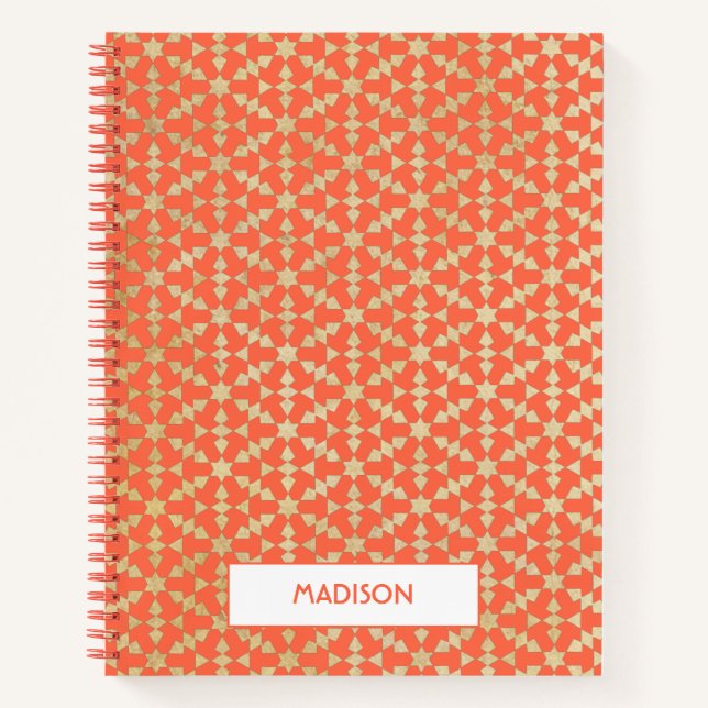 Ethnic Moroccan Geometric Mosaic Pattern Notebook (Front)