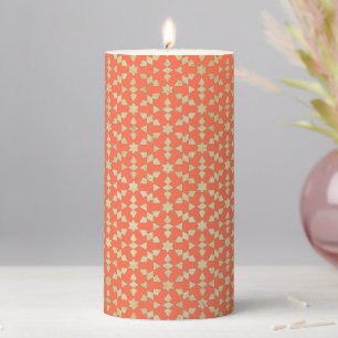 Ethnic Moroccan Geometric Mosaic Pattern Pillar Candle