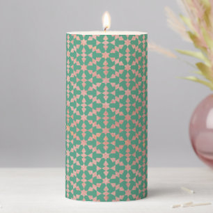 Ethnic Moroccan Geometric Mosaic Pattern  Pillar Candle