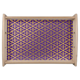 Ethnic Moroccan Geometric Mosaic Pattern Serving Tray