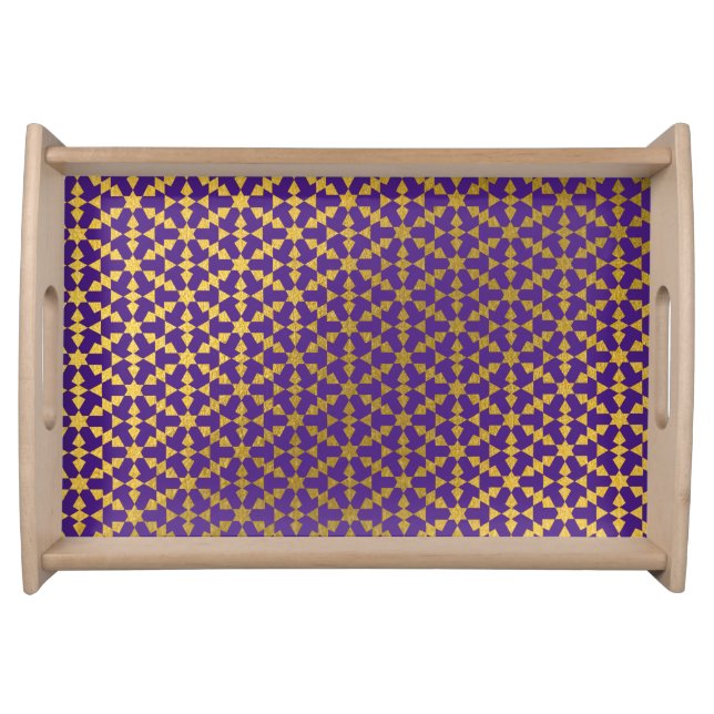 Ethnic Moroccan Geometric Mosaic Pattern Serving Tray (Front)
