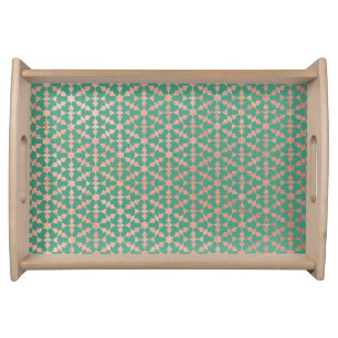 Ethnic Moroccan Geometric Mosaic Pattern Serving Tray