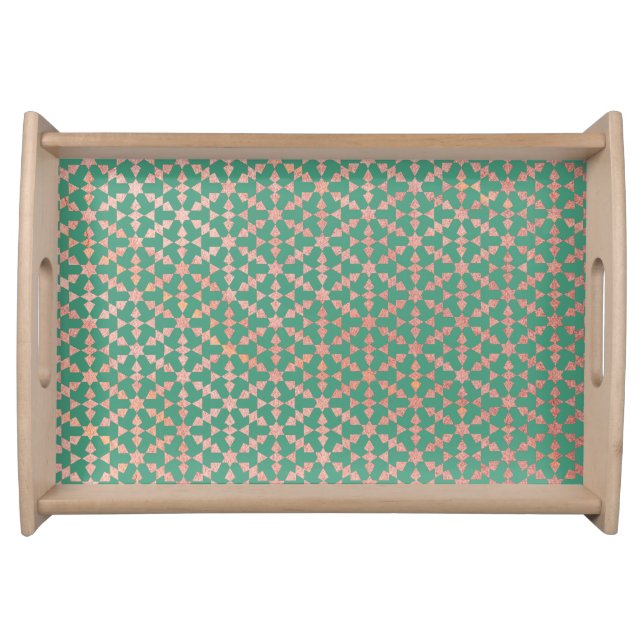Ethnic Moroccan Geometric Mosaic Pattern Serving Tray (Front)