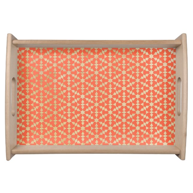 Ethnic Moroccan Geometric Mosaic Pattern  Serving Tray (Front)