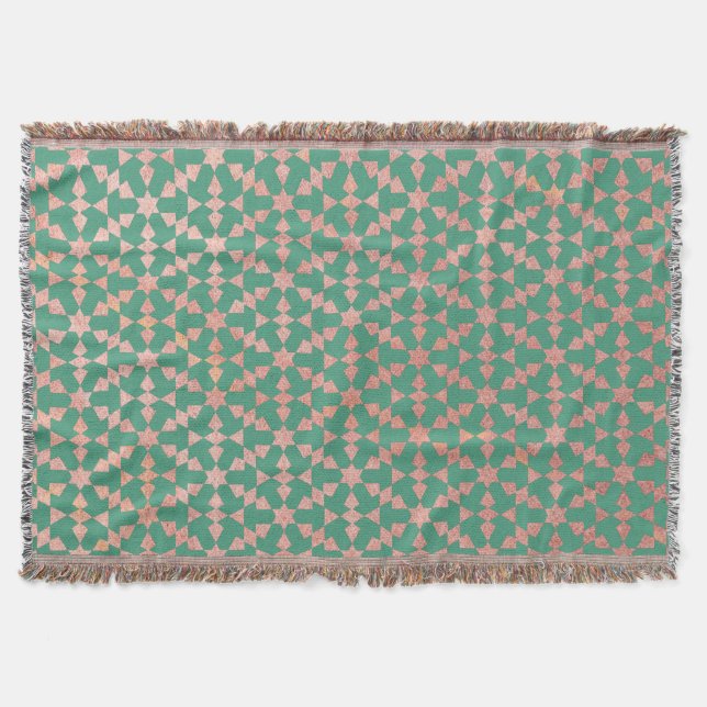 Ethnic Moroccan Geometric Mosaic Pattern  Throw Blanket (Front)