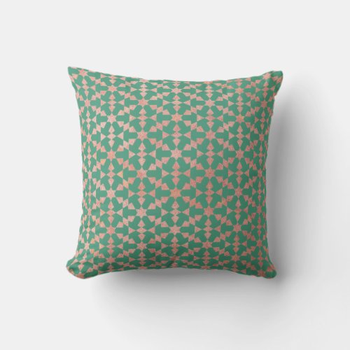 Ethnic Moroccan Geometric Mosaic Pattern  Throw Pillow