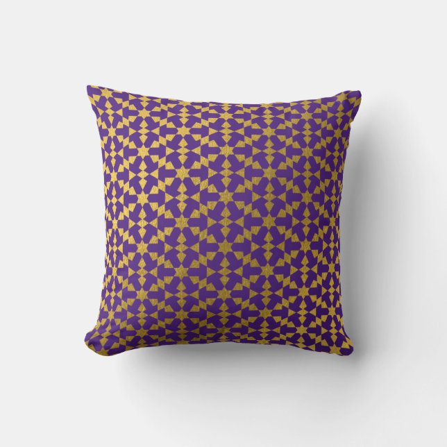 Ethnic Moroccan Geometric Mosaic Pattern Throw Pillow (Front)