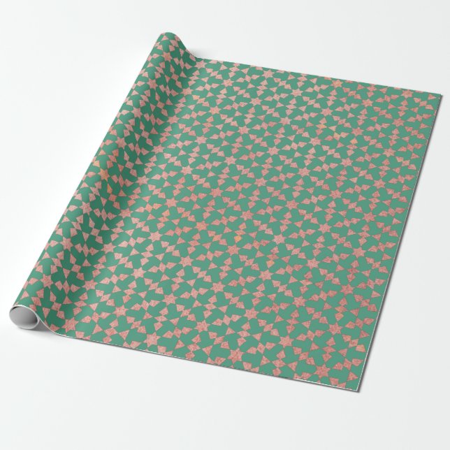 Ethnic Moroccan Geometric Mosaic Pattern Wrapping Paper (Unrolled)