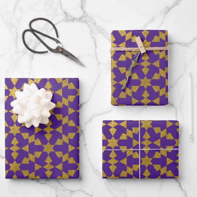 Ethnic Moroccan Geometric Mosaic Pattern  Wrapping Paper Sheets (Front)