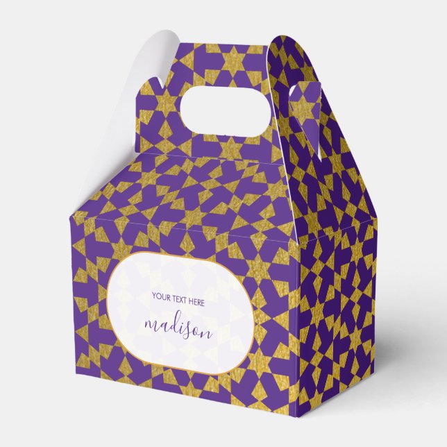 Ethnic Moroccan Purple & Gold Party Favor Boxes (Front Side)