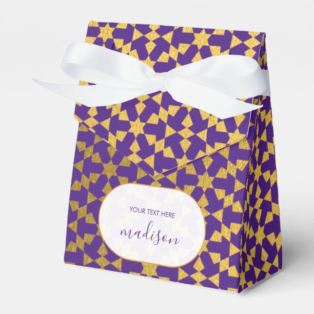 Ethnic Moroccan Purple & Gold Party  Favor Boxes (Front Side)