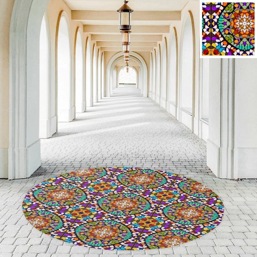 Ethnic Mosaic _ Exotic Floor Tiling Look Colorful Rug