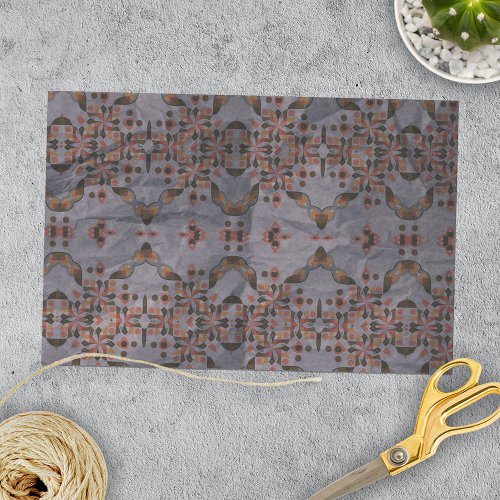 Ethnic Mosaic Kaleidoscopic Pattern In Earthtones Tissue Paper