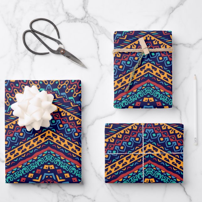 Ethnic Motifs Wrapping Paper Sheets (Front)