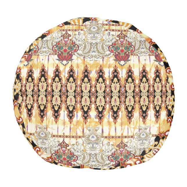 Ethnic Mughal: floral digital pattern Pouf (Bottom)