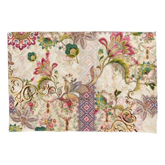 Ethnic Mughal Floral Paisley Pillow Case (Front)