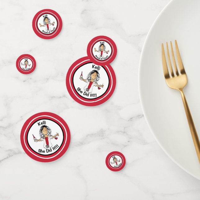 Ethnic Nurse Cartoon Graduation Red Party Table  Confetti (Group)