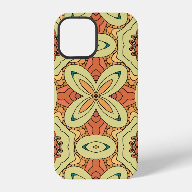 Ethnic orange seamless pattern with mandala. illus iphone case (Back)
