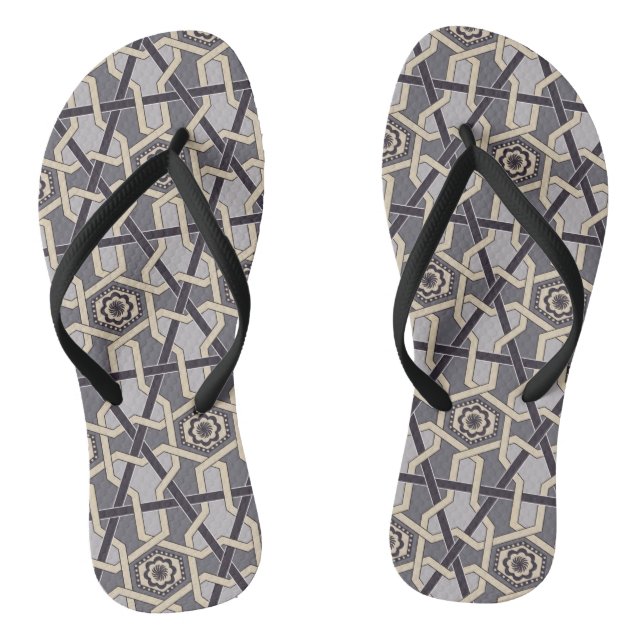 Ethnic Oriental Ornament  Embroidery decor Pattern Flip Flops (Footbed)