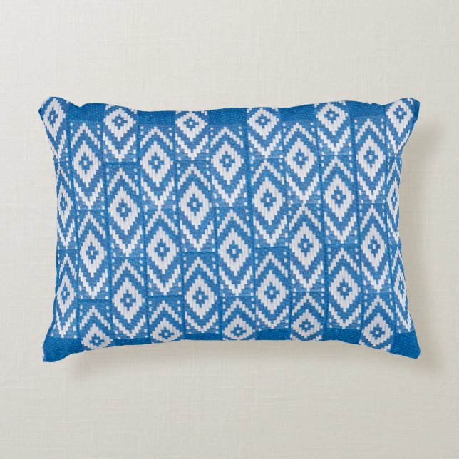 ethnic ornament on natural linen textile accent pillow (Front)