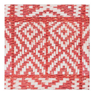 ethnic ornament on natural linen textile faux canvas print