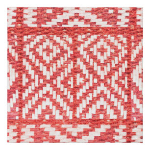 ethnic ornament on natural linen textile faux canvas print