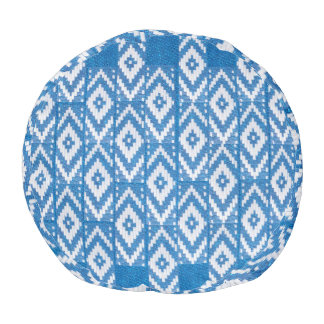 ethnic ornament on natural linen textile pouf