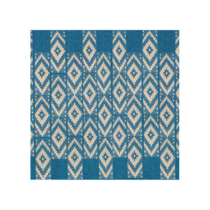ethnic ornament on natural linen textile wood wall art