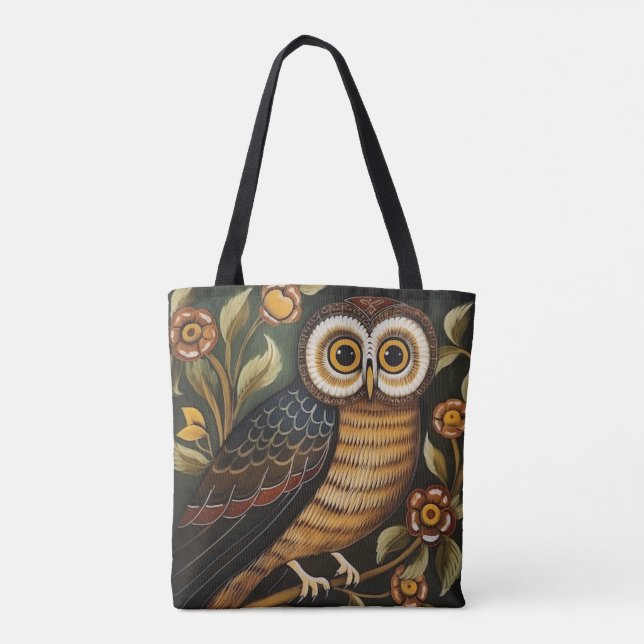 Ethnic Owl Art Tote Bag (Back)