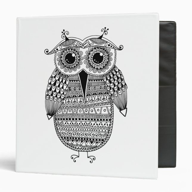 Ethnic Owl Ink Drawing Binder (Front/Inside)
